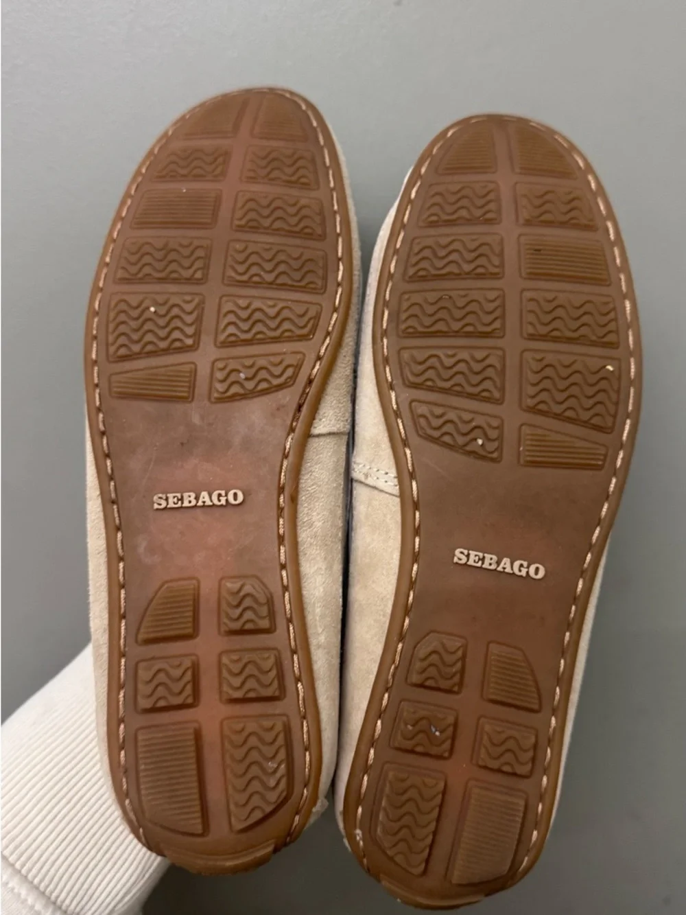 Sebago Bala Taupe and White Suede Boat Shoes Womens Size 6.5 Classic Casual